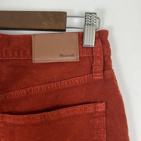 MADEWELL women’s 10” high rise skinny corduroy pants rust orange 28 - Picture 4 of 14